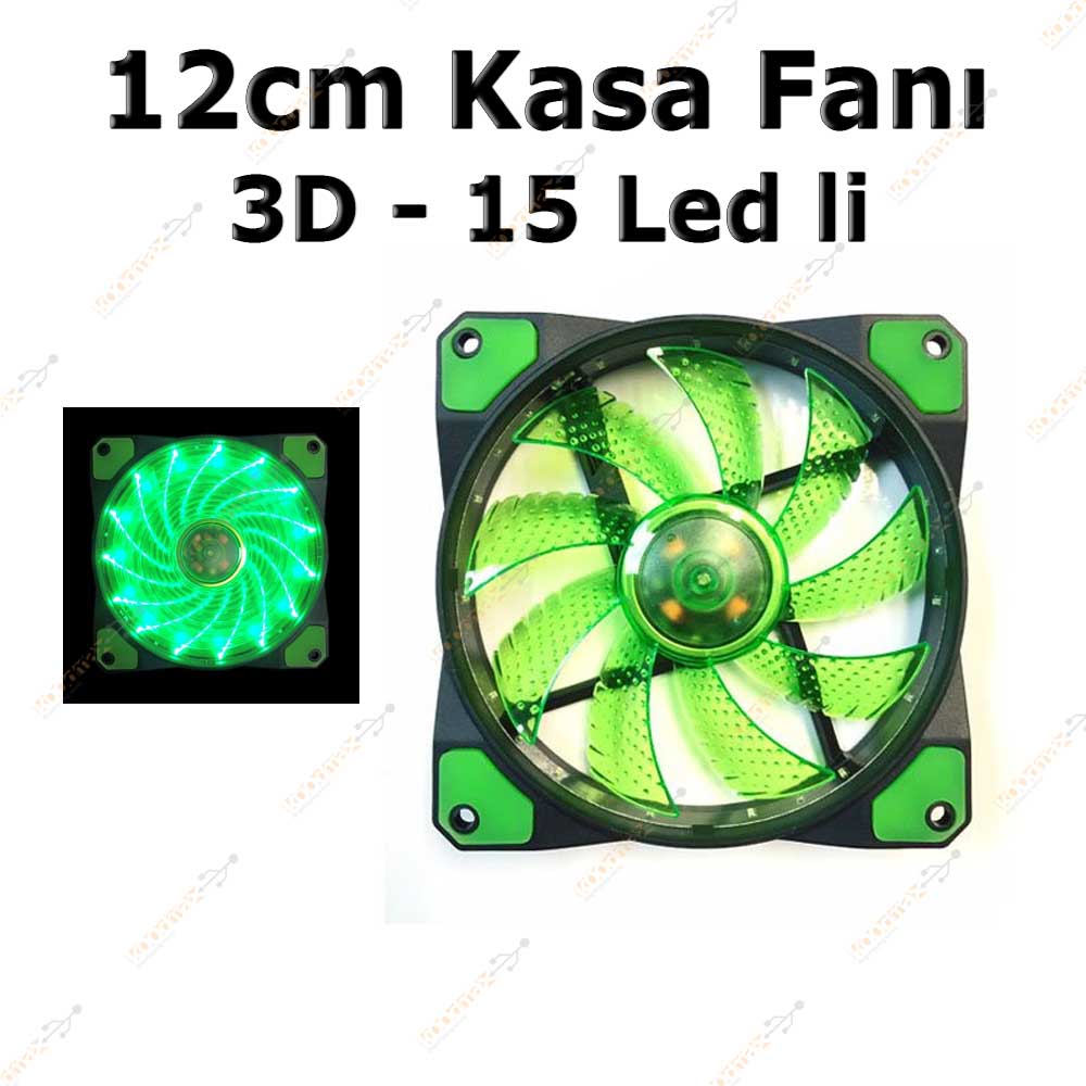 12Cm Kasa Fanı 15 Led Li 3D Görünüm Silikon Pad Yeşil