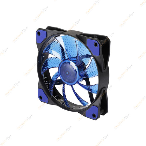 12Cm Kasa Fanı 3D 15 Led Lastik Pad Mavi Renk