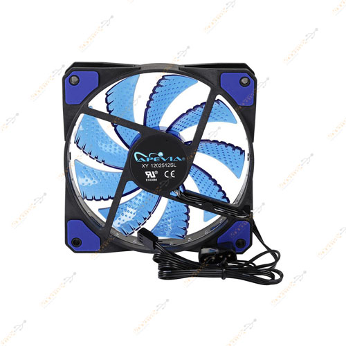 12Cm Kasa Fanı 3D 15 Led Lastik Pad Mavi Renk