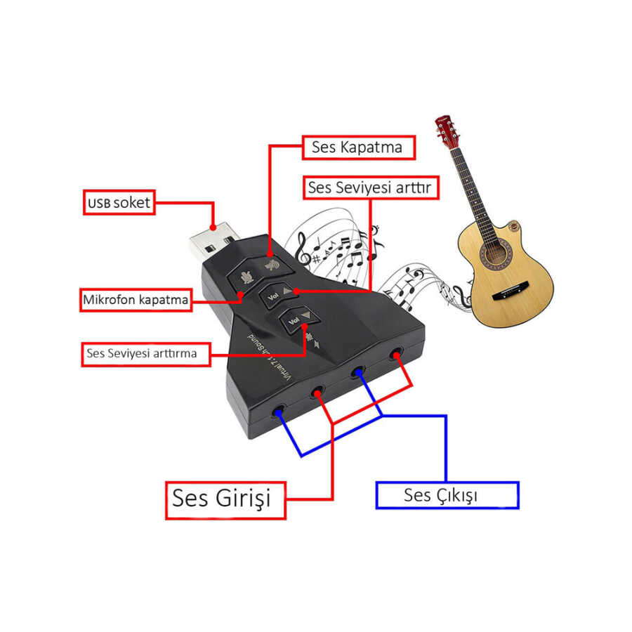 7.1 Virtual Sound 3D Usb Ses Kartı