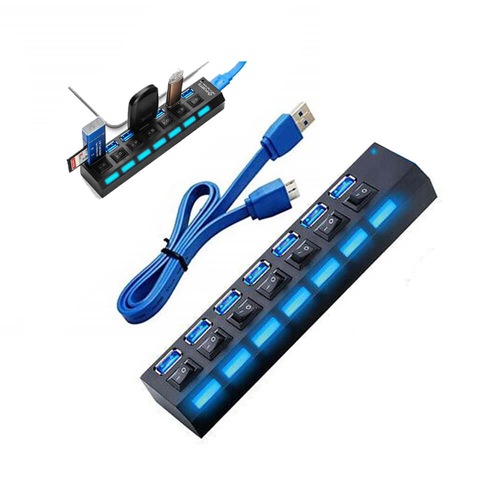 7 Port Usb 3.0 Çoklayıcı Hub Anahtarlı Işıklı On Off Chipli Model (439360657)