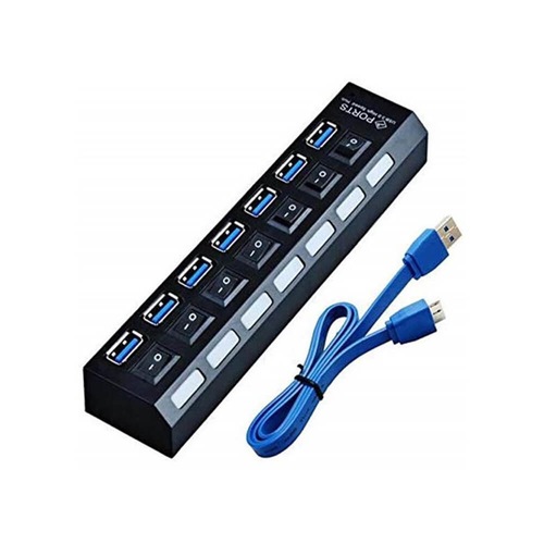 7 Port Usb 3.0 Çoklayıcı Hub Anahtarlı Işıklı On Off Chipli Model (439360657)