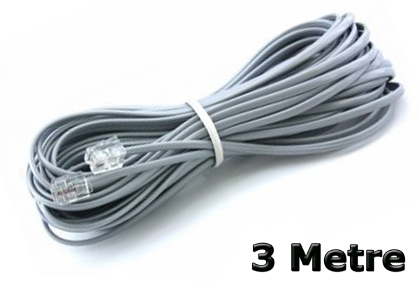 Telefon Kablosu 3 Metre Jacklı Rj11 Köken Kablo Adsl Modem Kablo