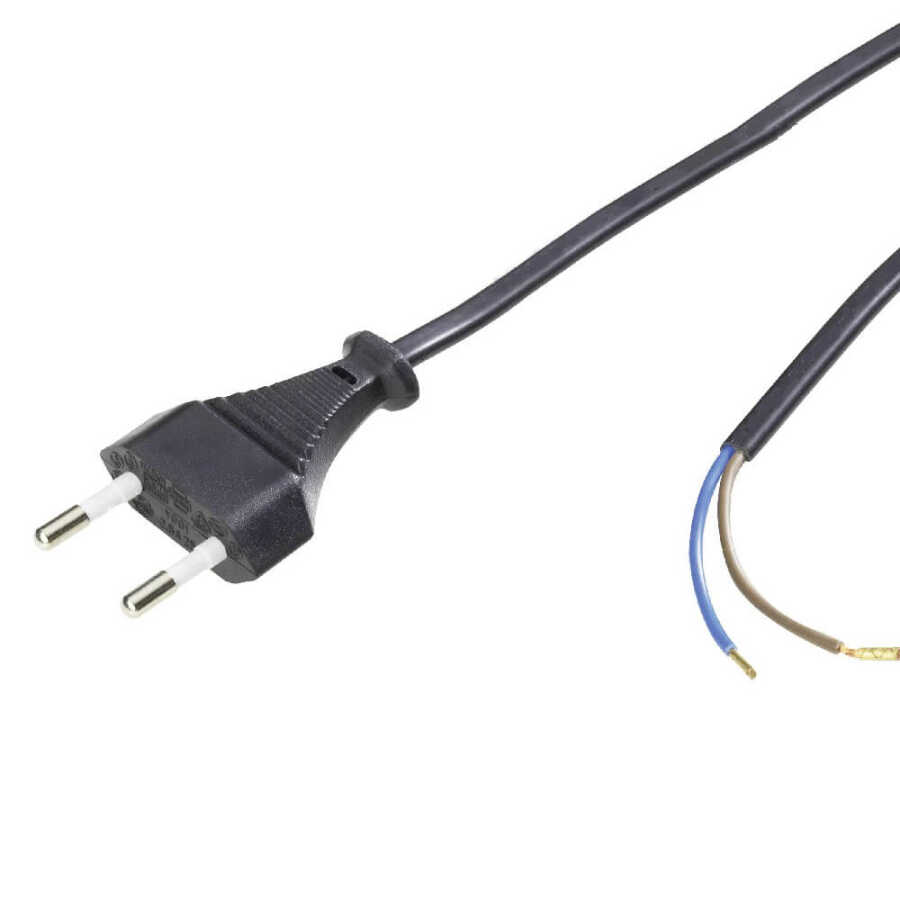 Teyp Fişi Power Kablo - 2 Pin Uçu Açık - 2x0.75mm Uzatma Kablosu - 1 mt