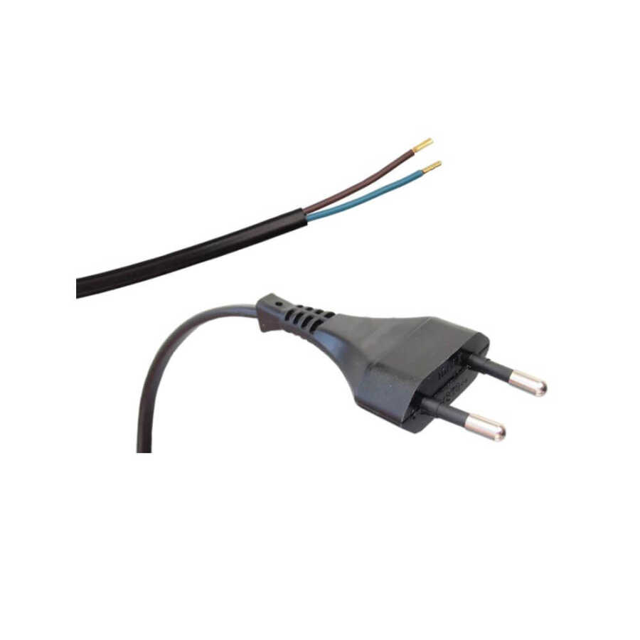 Teyp Fişi Power Kablo - 2 Pin Uçu Açık - 2x0.75mm Uzatma Kablosu - 1 mt