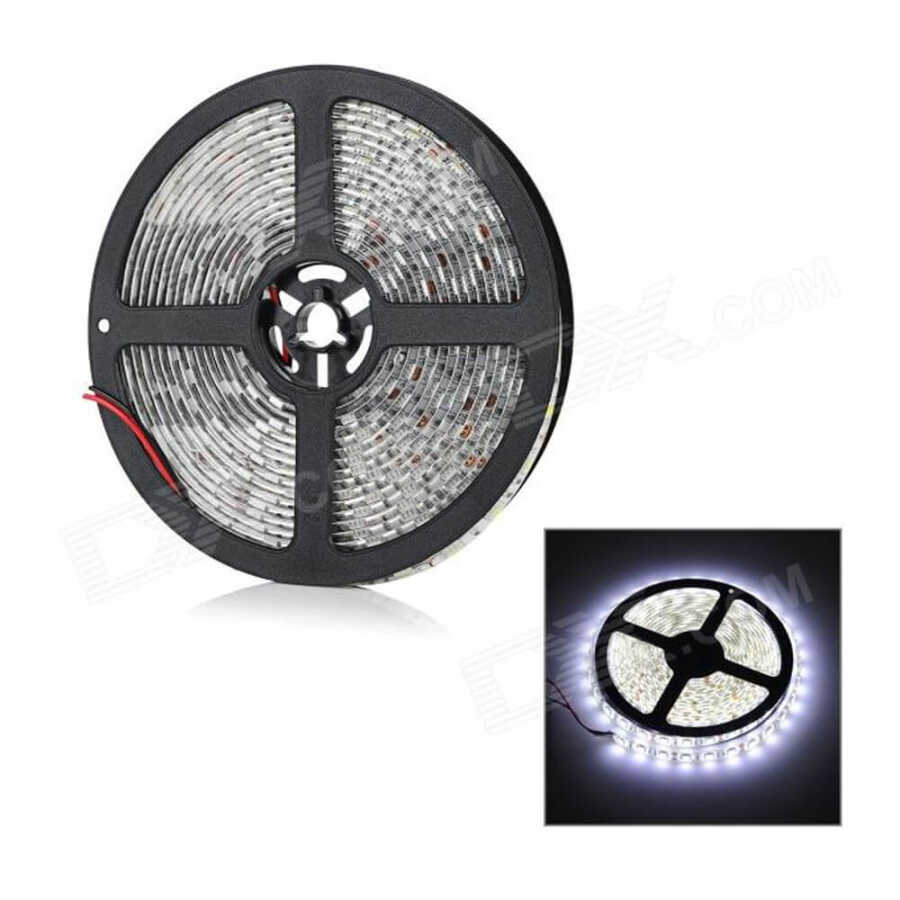 5m Şerit LED - Beyaz - SMD5050 - 60led/1m - Toplam 300 LED - 3 Çip - Double PCB - DC 12V - Silikonsuz