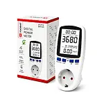 Priz Tipi Wattmetre, Güç Enerji Sarfiyatı Ölçer, Enerjimetre - Beyaz Ekran Işıklı