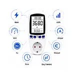 Priz Tipi Wattmetre, Güç Enerji Sarfiyatı Ölçer, Enerjimetre - Beyaz Ekran Işıklı