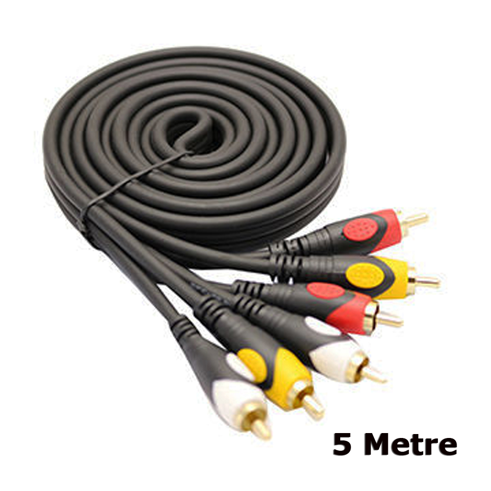 5M 3 Rca To 3 Rca Ses Video Sinyal Kablosu Özel Bakır Seri