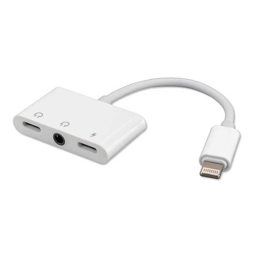 Apple iPhone Lightning 3.5mm Jack Kulaklık Şarj Çevirici Dönüştürücü Çoklayıcı 3 in 1