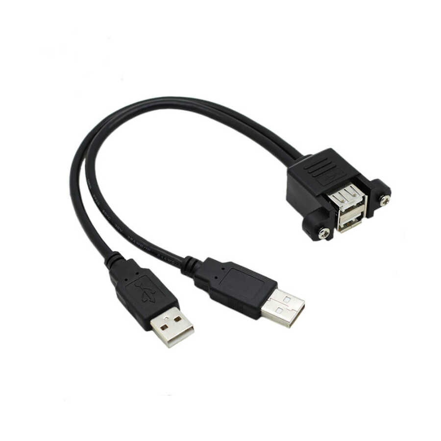 2x USB A Erkek to 2x USB A Dişi Panel Tipi Kablo - 30cm