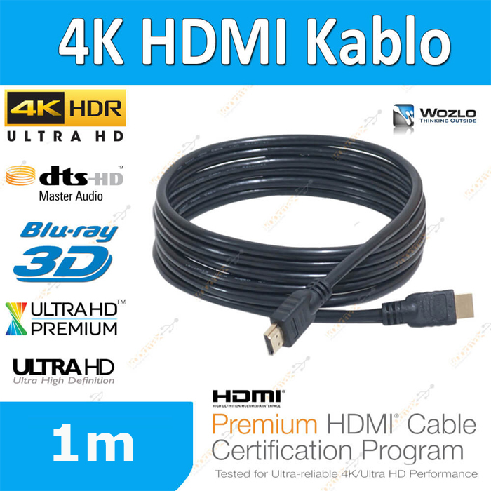4K 1M Metre 4K 3D Ultra Hd Ethernet Destekli Altın Uç Hdmi Kablo