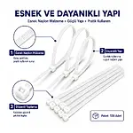 370*3.6mm - Beyaz- 40cm Kablo Bağı - 100 Adet