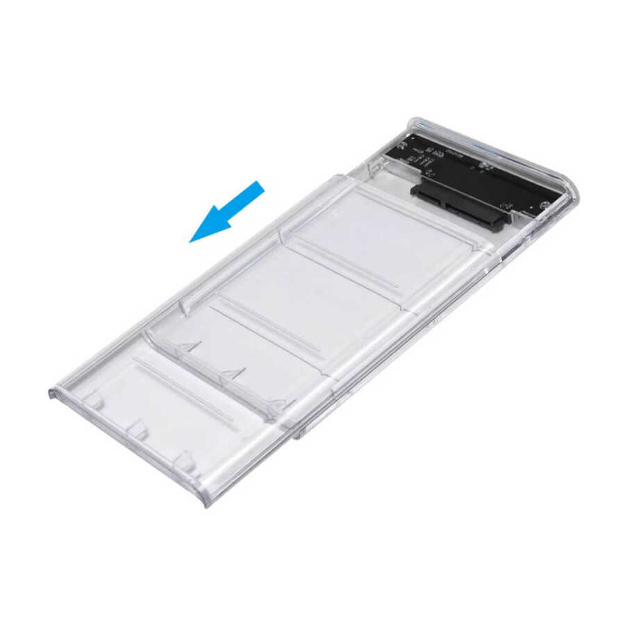 2.5 inç Sata USB Hdd Ssd Harddisk Kutusu - Şeffaf - Mini USB Girişli