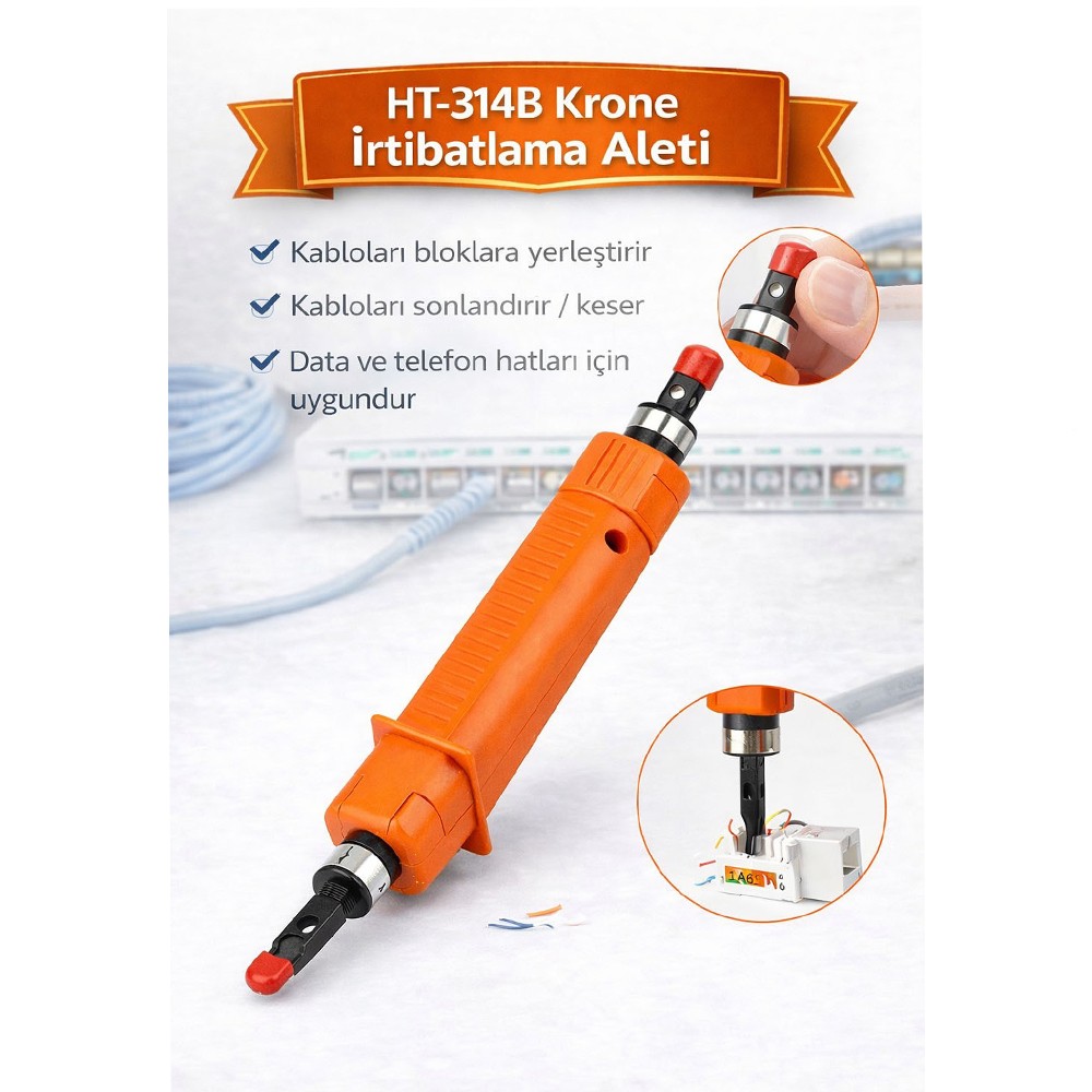 Ht-314b Data Irtibatlama Aleti - Kesici Ile Punchdown Tool Krone Pense