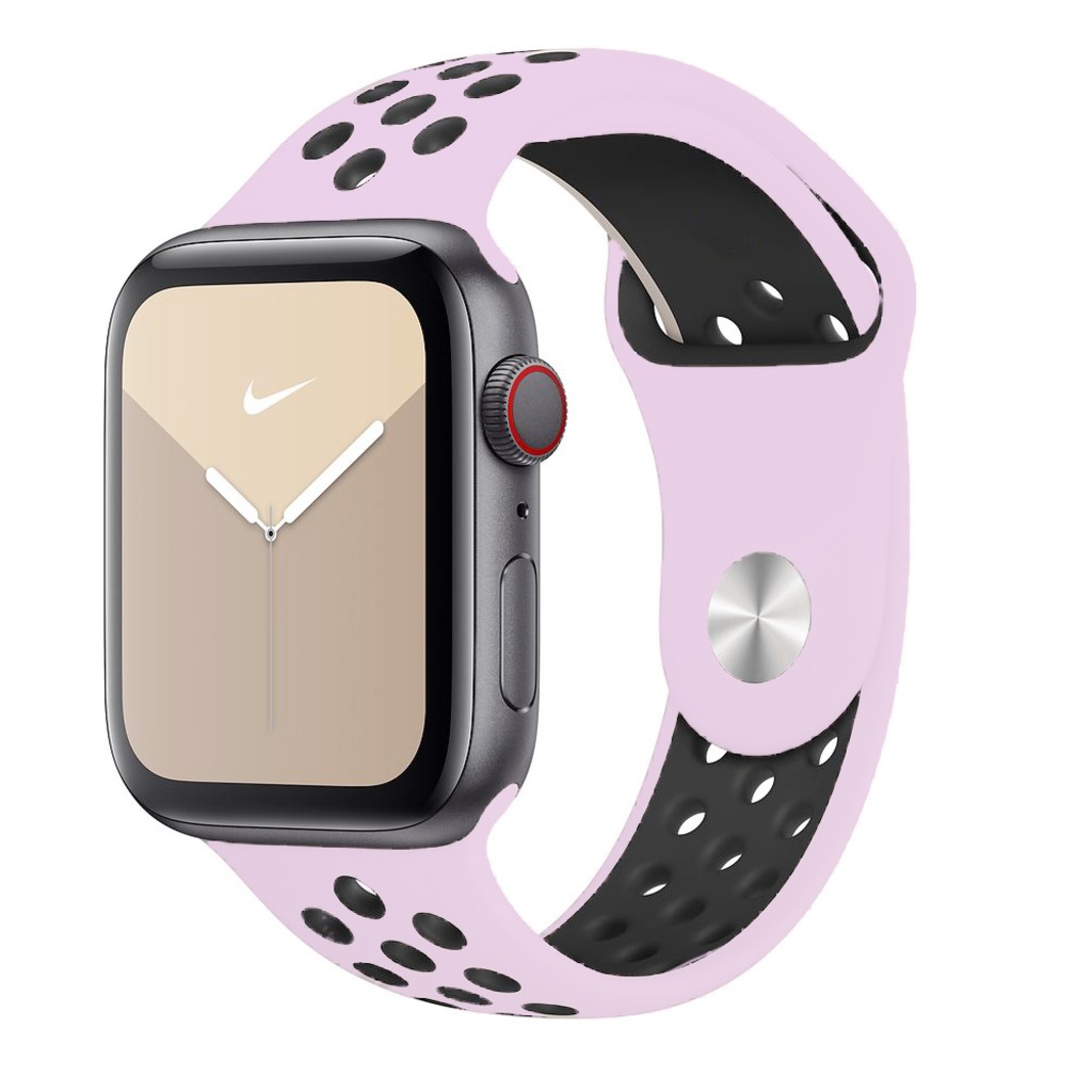 Apple Watch 38 - 40 Mm Silikon Spor Kordon Kayış Pembe - Siyah