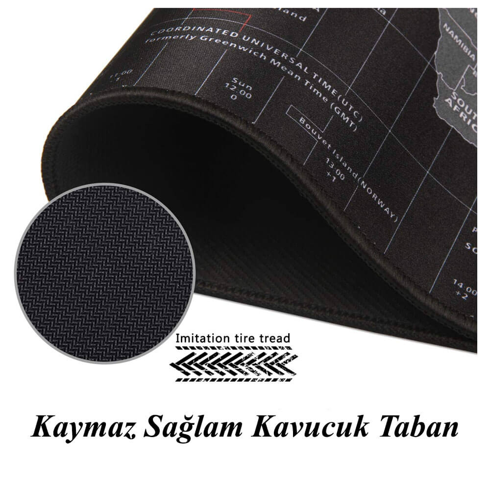 Dünya Atlası XL Büyük Boy Oyuncu Gamer Gaming Mouse Pad Kaydırmaz Taban 90X30 Cm