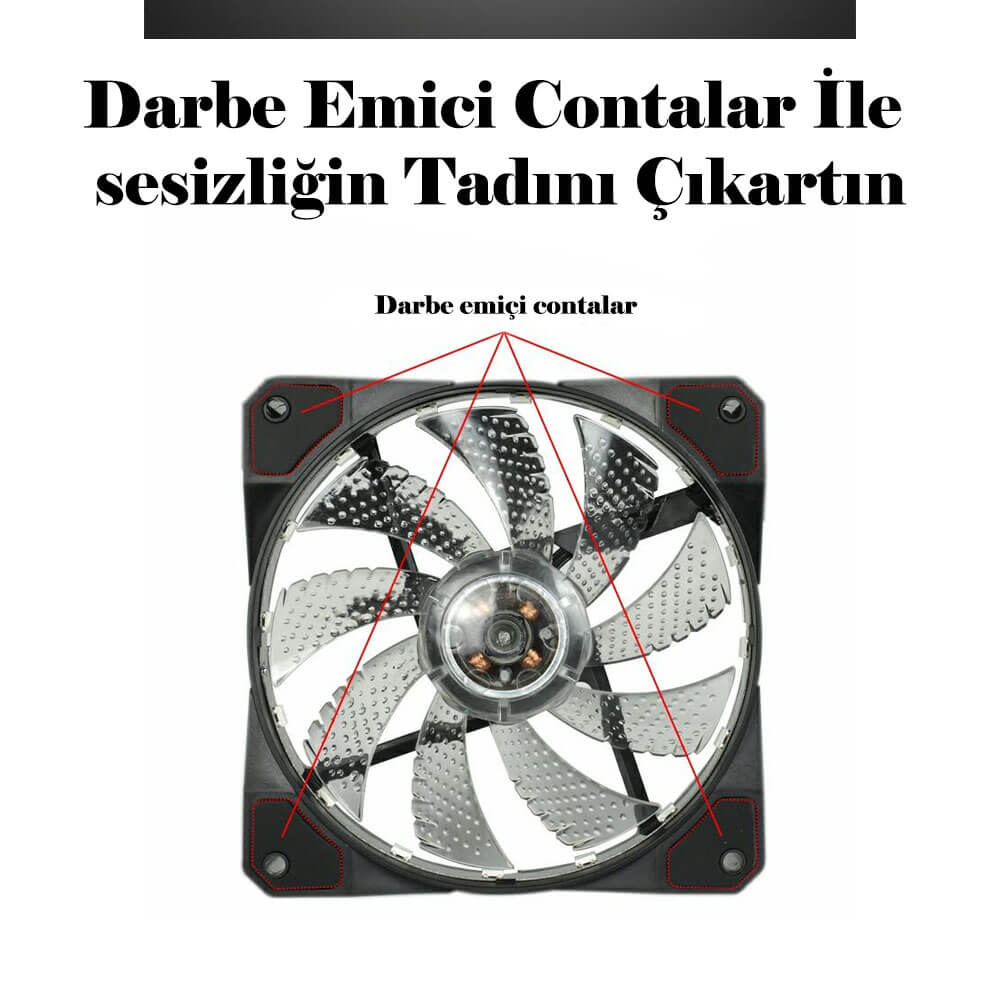 12Cm Kasa Fanı 3D 15 Led Rgb Soğutucu Fan Sessiz Renkli Işıklı