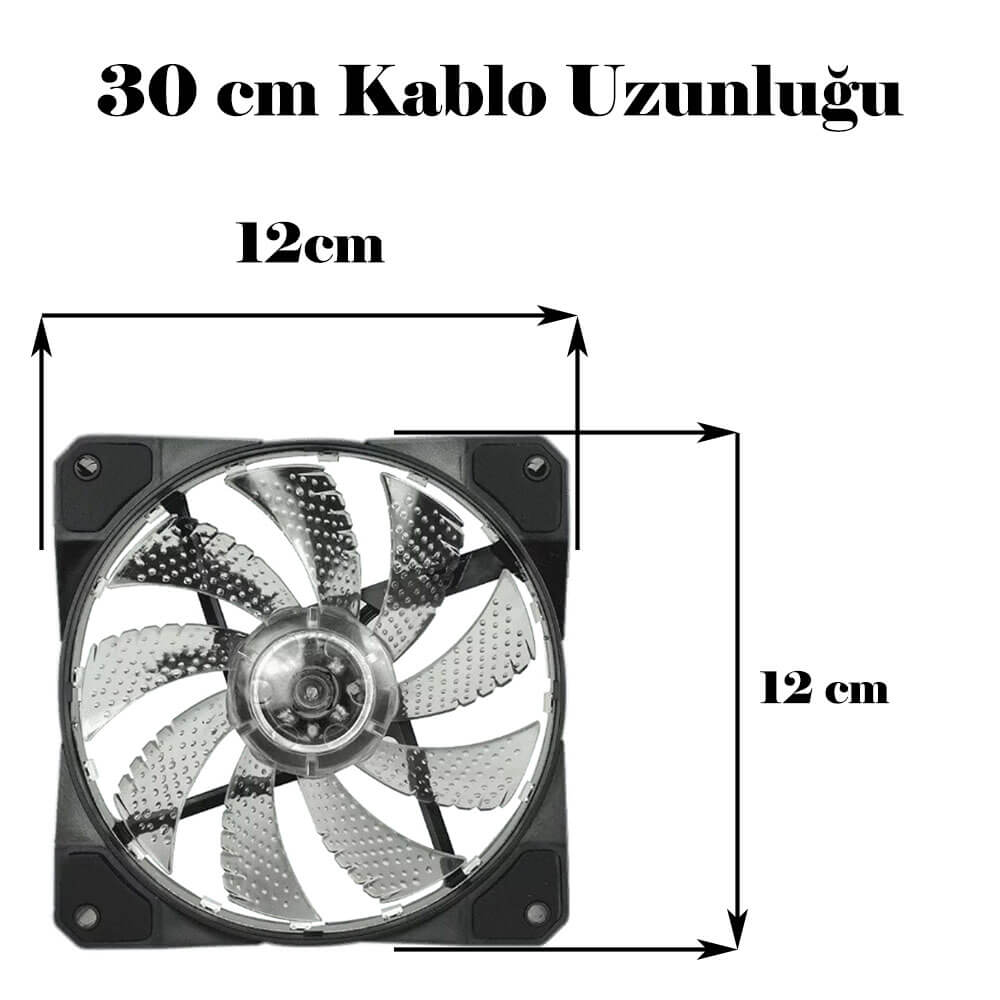 12Cm Kasa Fanı 3D 15 Led Rgb Soğutucu Fan Sessiz Renkli Işıklı