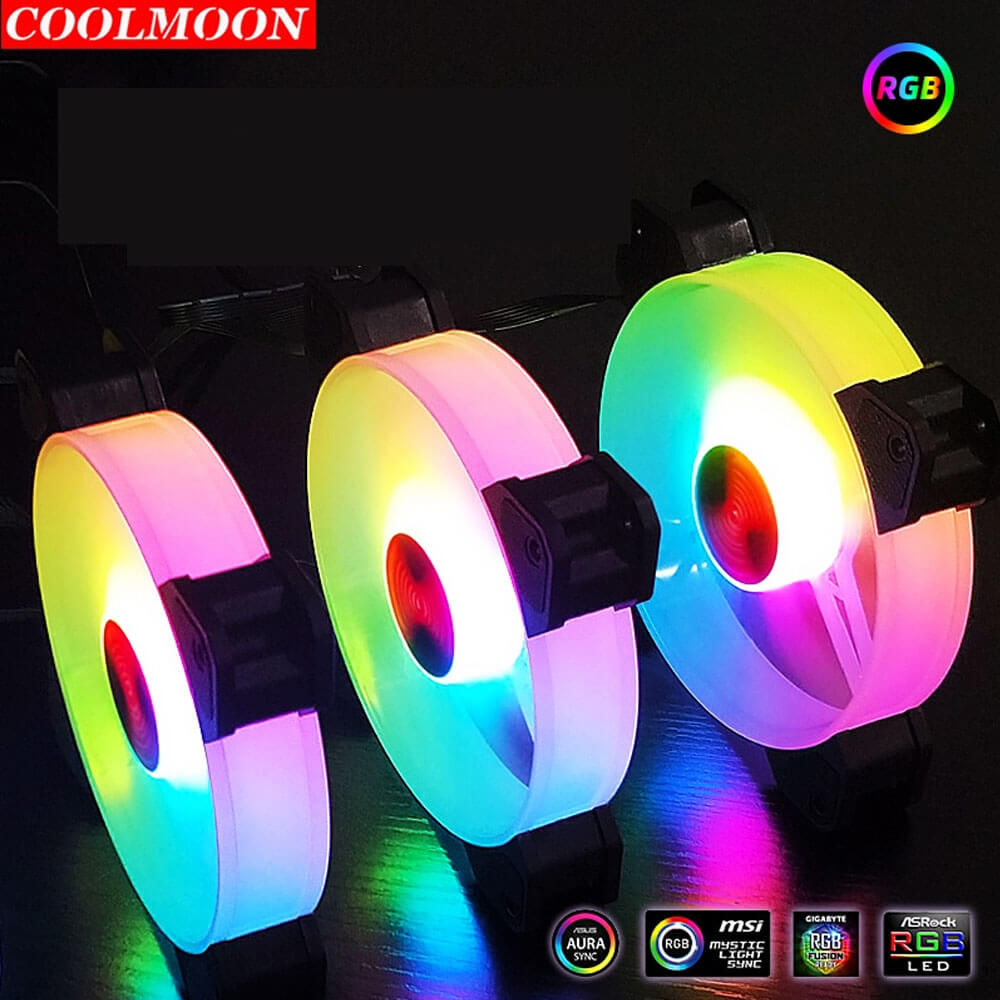 Coolmoon 12Cm 6 Pin Rgb Kasa Fanı Işıklı Renkli Rainbow Fan