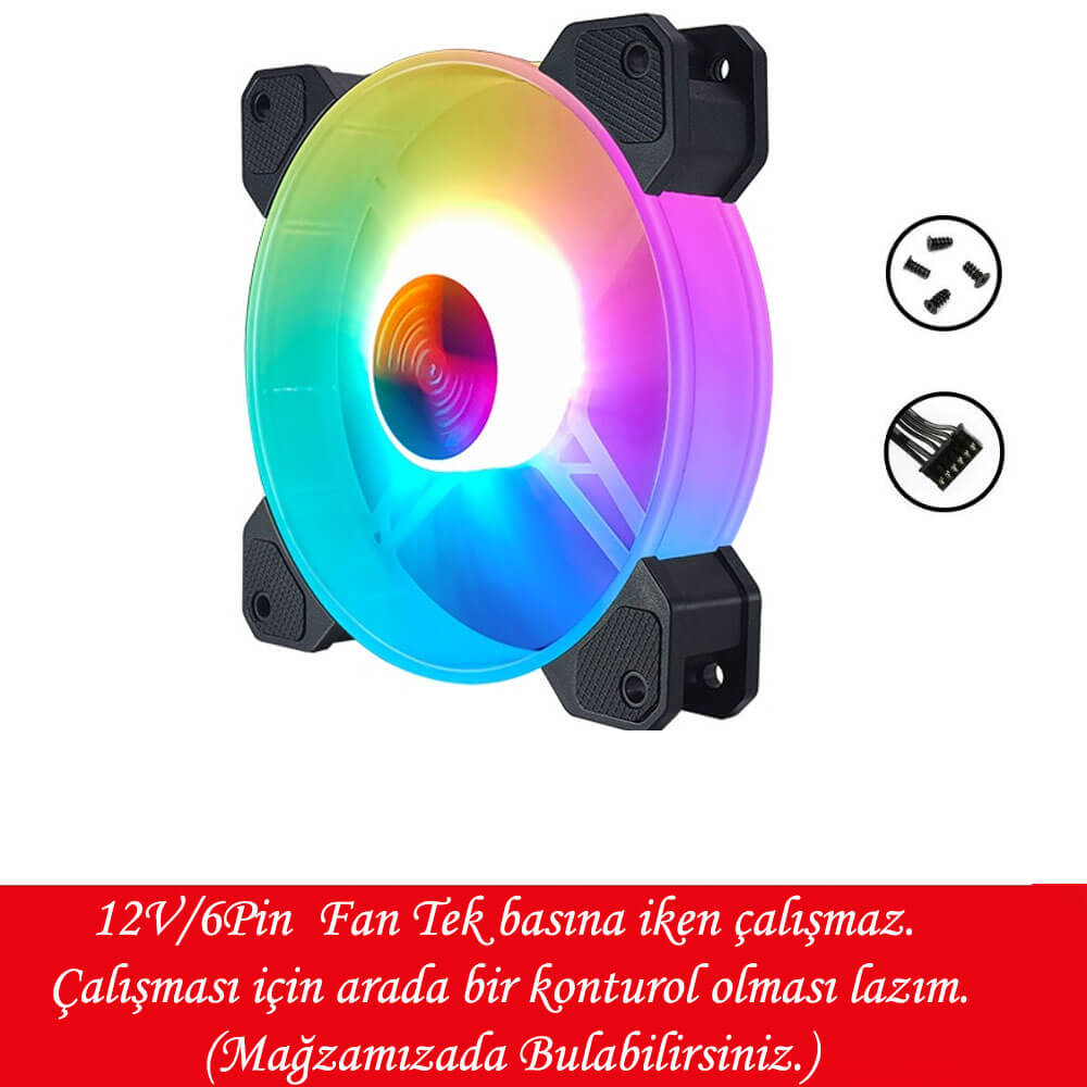 Coolmoon 12Cm 6 Pin Rgb Kasa Fanı Işıklı Renkli Rainbow Fan