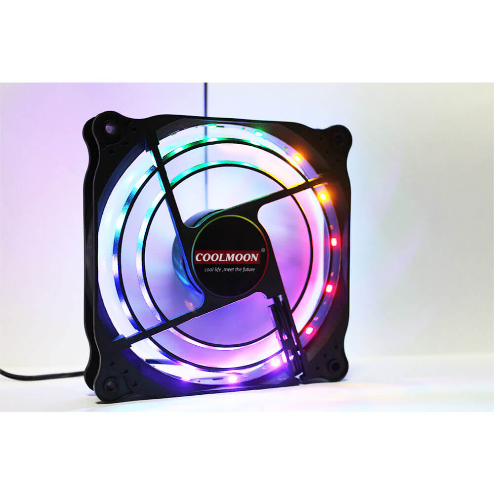 Coolmoon Rgb 12Cm Kasa Fanı 16 Milyon Renk Işıklı Rainbow Fan