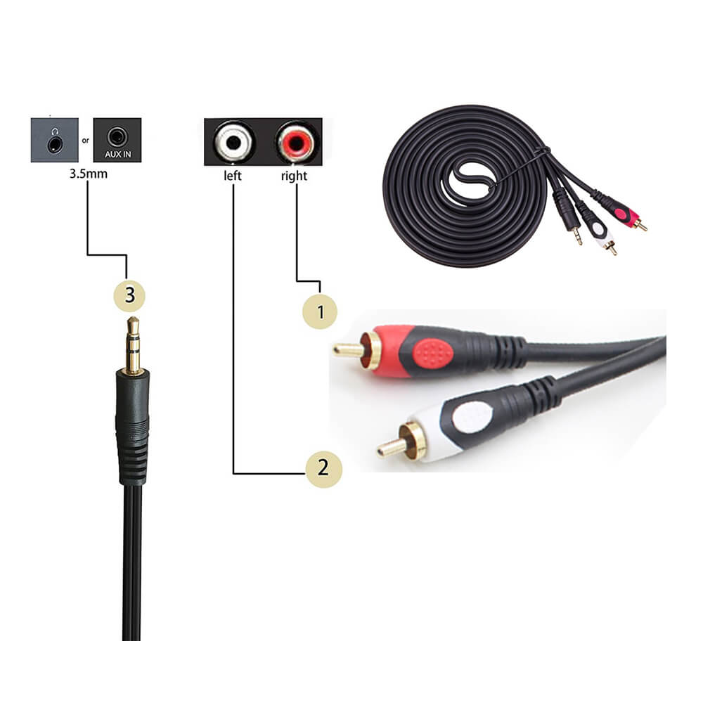 2 Rca Tos Lale To Stereo 3.5 MM Ses Kablosu Özel Bakır Seri 3 M