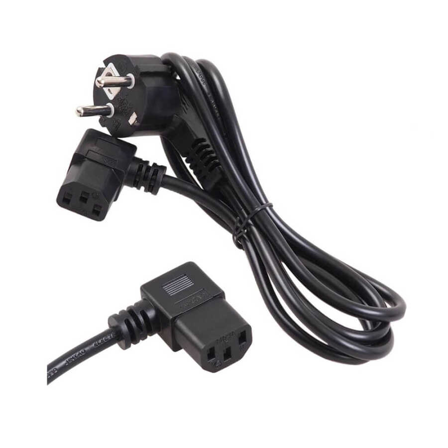 C13 Power Kablo - 90 Derece L Uç - Sol Açılı - Standart Power Kablosu - 1.8 mt