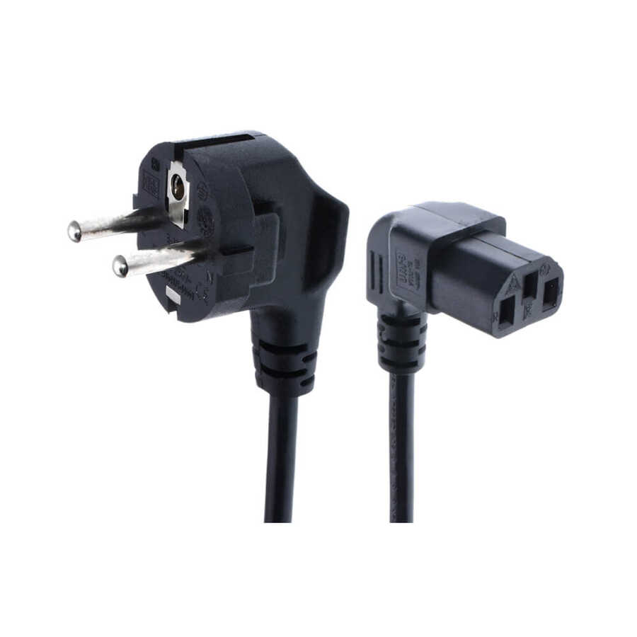 C13 Power Kablo - 90 Derece L Uç - Dik Açılı - Standart Power Kablosu - 1.8 mt - XG1