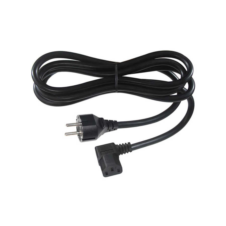 C13 Power Güç Kablosu - 90 Derece L Tip Sol Açılı - Standart Power Kablosu - 1.8 mt