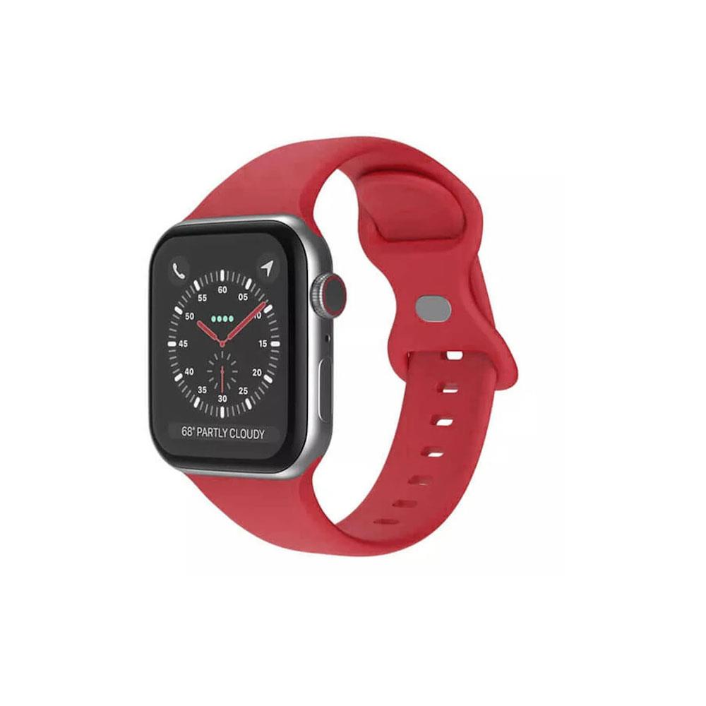 Apple Watch 1, 2, 3, 4, 5, 6, 7, 8, Se Silikon Kordon Kayış - S-m Beden 38/40/41mm - Kırmızı - Apple Watch BW1