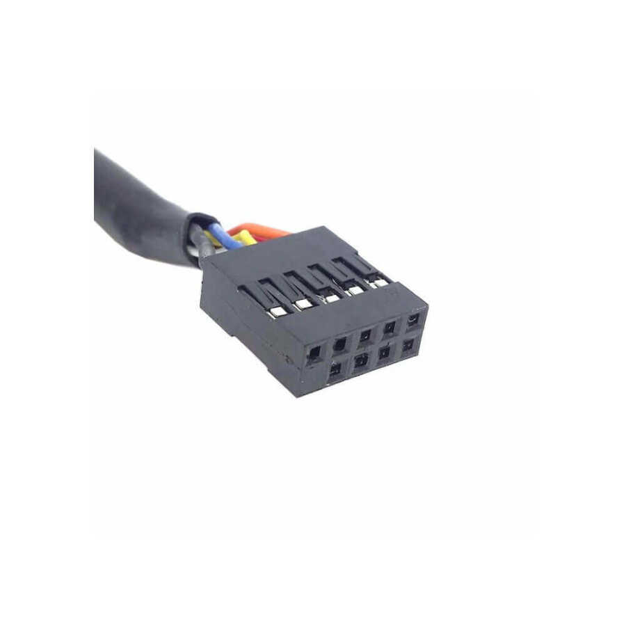 9 pin Anakart Jumper Soketi to 2x USB A Dişi Panel Tipi Kablo - 30cm