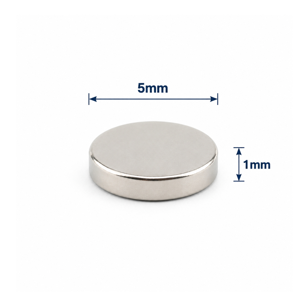 5x1mm Neodyum Mıknatıs Neodim Magnet Yuvarlak
