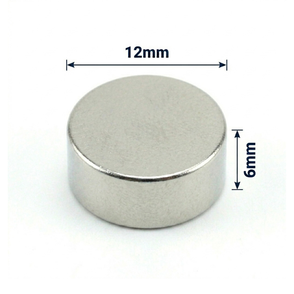 12x6mm Neodyum Mıknatıs Neodim Magnet Yuvarlak