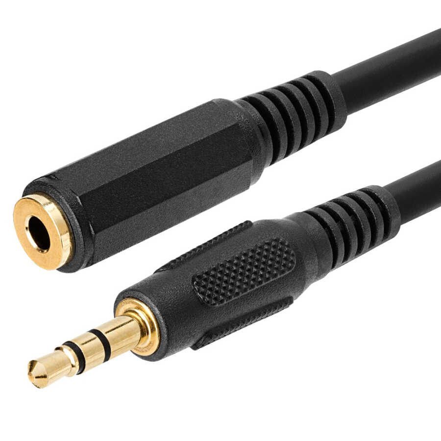 Kulaklık Ses Hoparlör Uzatma Kablosu 3.5mm Stereo Uzatma Kablosu Altın Uç - 1mt