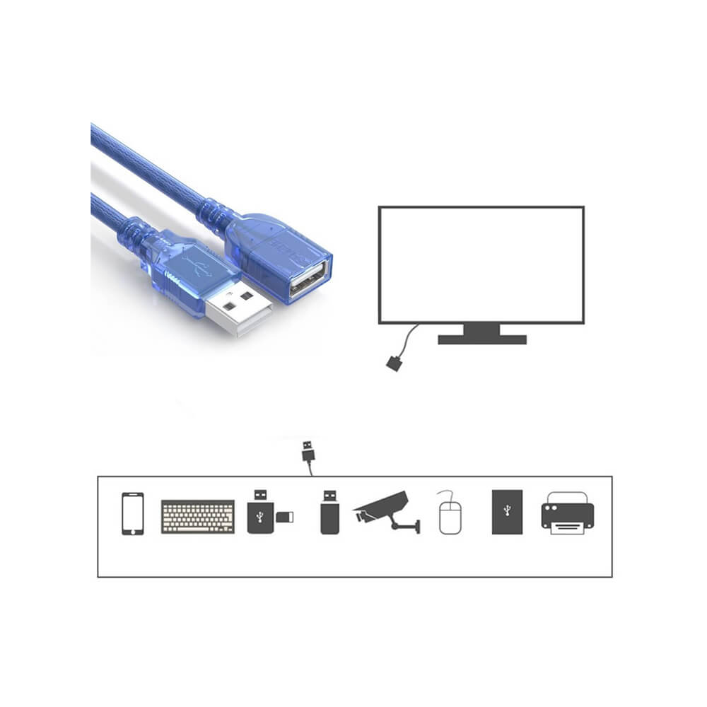Usb Uzatma Kablosu 10 Metre Uzatıcı Dişi Erkek Filtreli Mavi 10Mt