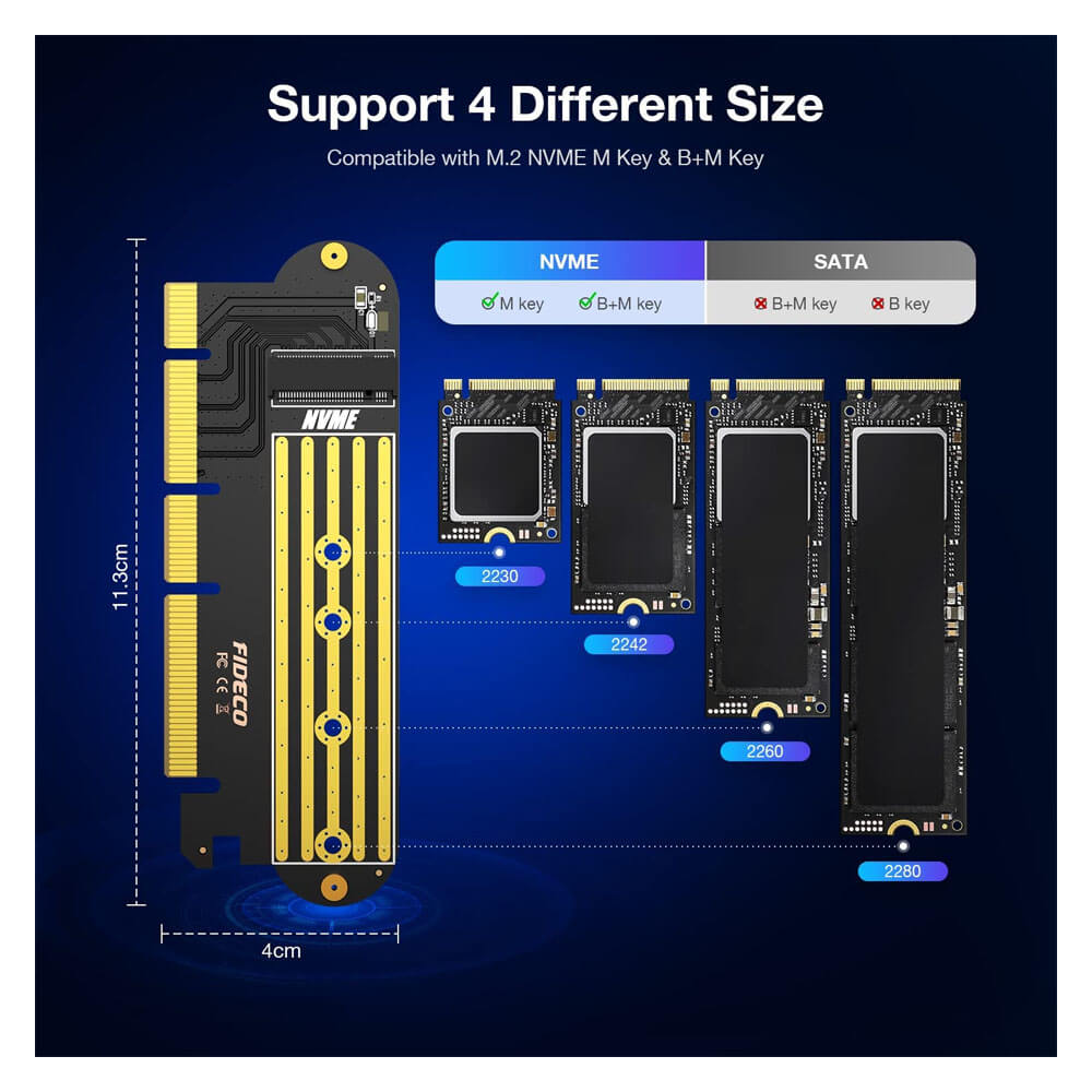M.2 NVMe (M-Key) to PCI-E 4.0 X16 Soğutuculu Genişletme Kartı