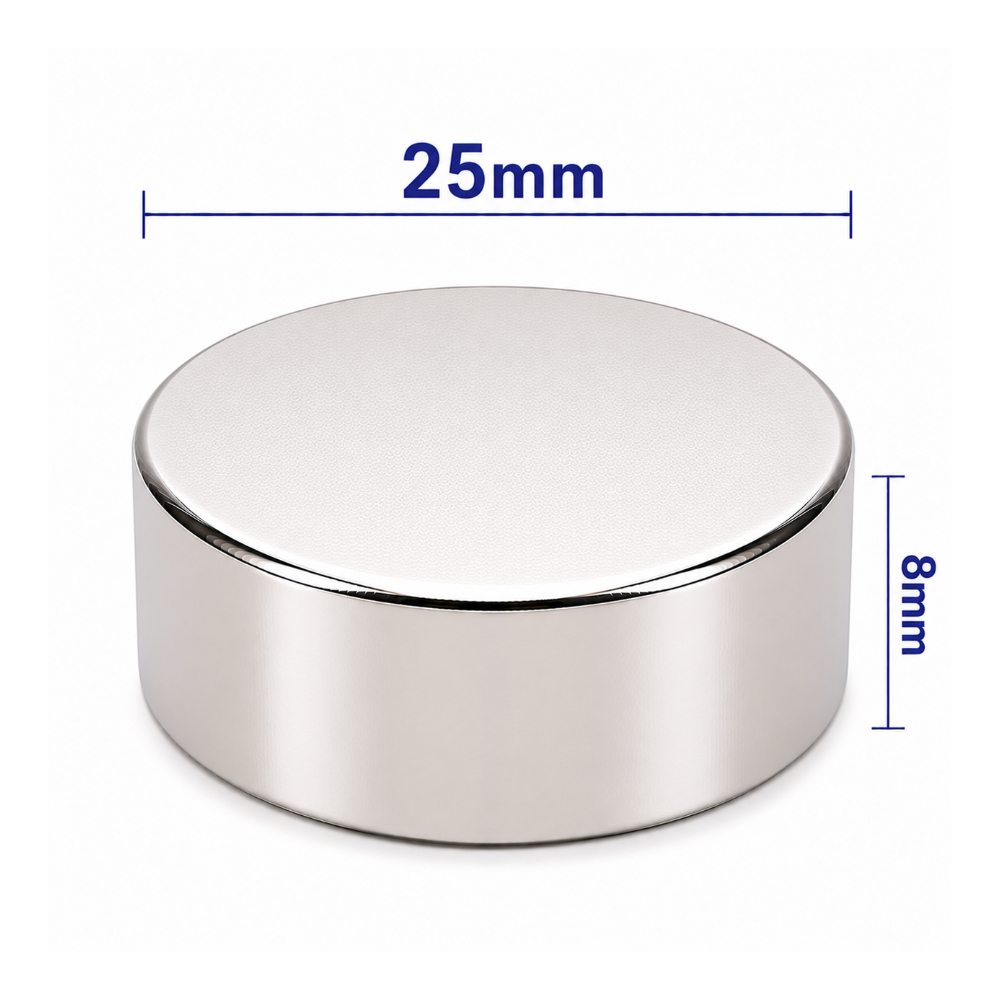 25x8mm Neodyum Mıknatıs Neodim Magnet Yuvarlak