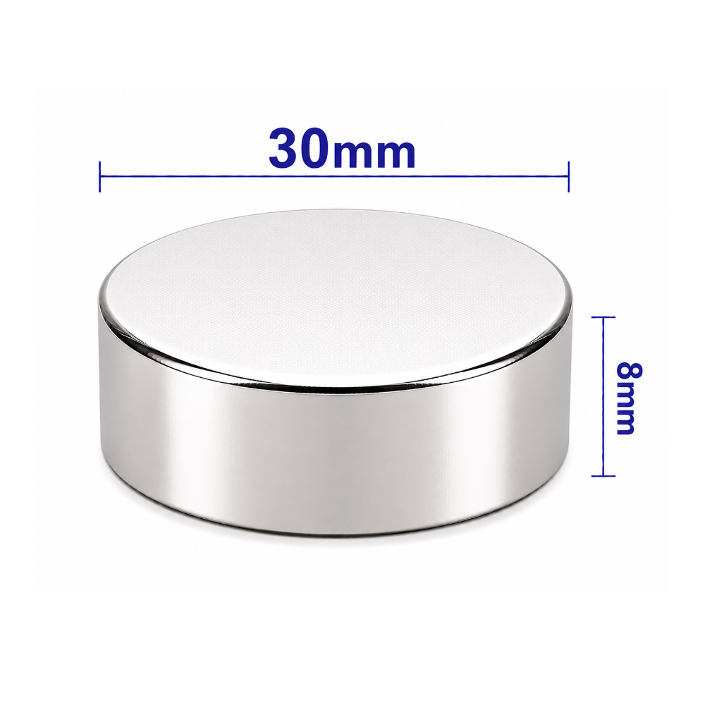 30x8mm Neodyum Mıknatıs Neodim Magnet Yuvarlak