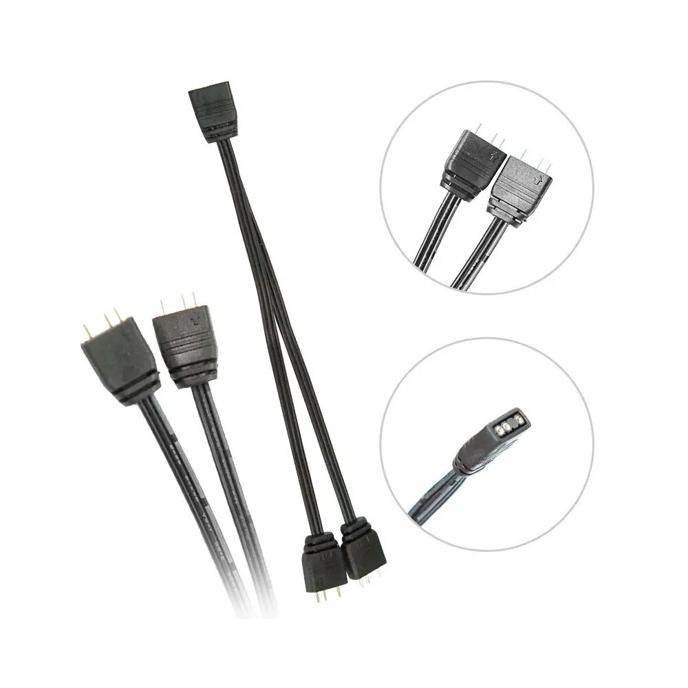 CoolMoon 5V 3Pin ARGB 2 Port Splitter Çoklayıcı Kablo - 5V 3Pin Uzatma Kablosu ( 1 Dişi to 2 Erkek )