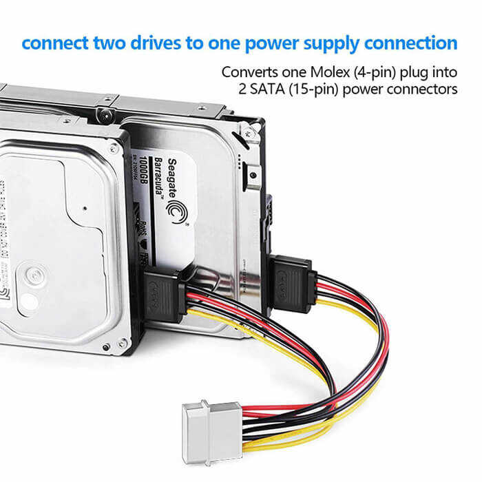 2 Li Sata Power Kablosu 15cm Çoklayıcı Güçlendirilmiş Bakır Kablo