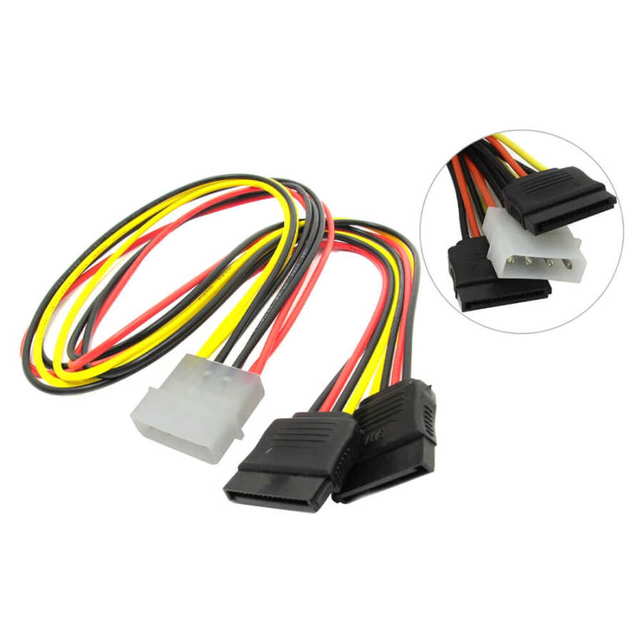 2 Li Sata Power Kablosu 15cm Çoklayıcı Güçlendirilmiş Bakır Kablo