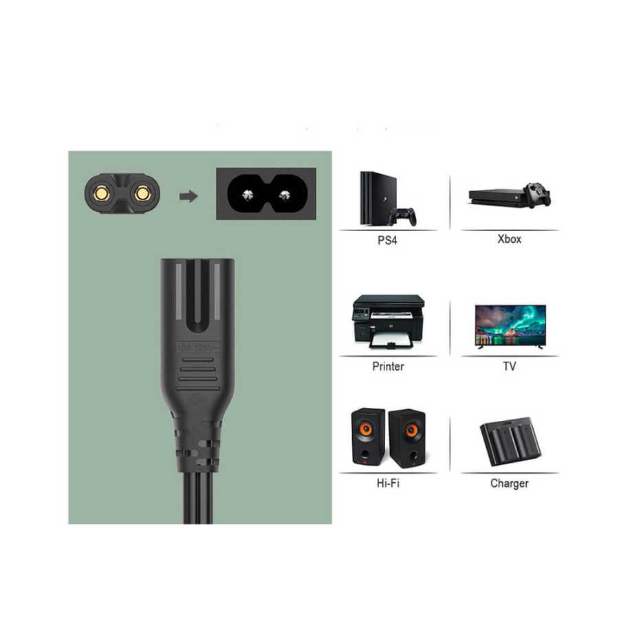 Teyp Fişi - Notebook Adaptör Işıldak Power Güç Kablosu 2 Pin