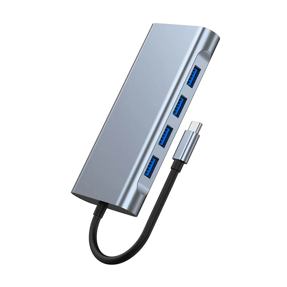 Type-C to Hdmi 4K@30Hz, VGA 1080P, RJ45 Ethernet, 4*USB Çoklayıcı Hub, Kart Okuyucu + Ses, PD 87W