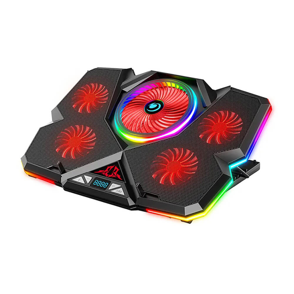 Telefon Tutuculu RGB Işıklı LCD Ekranlı 5 Fanlı Notebook Soğutucu