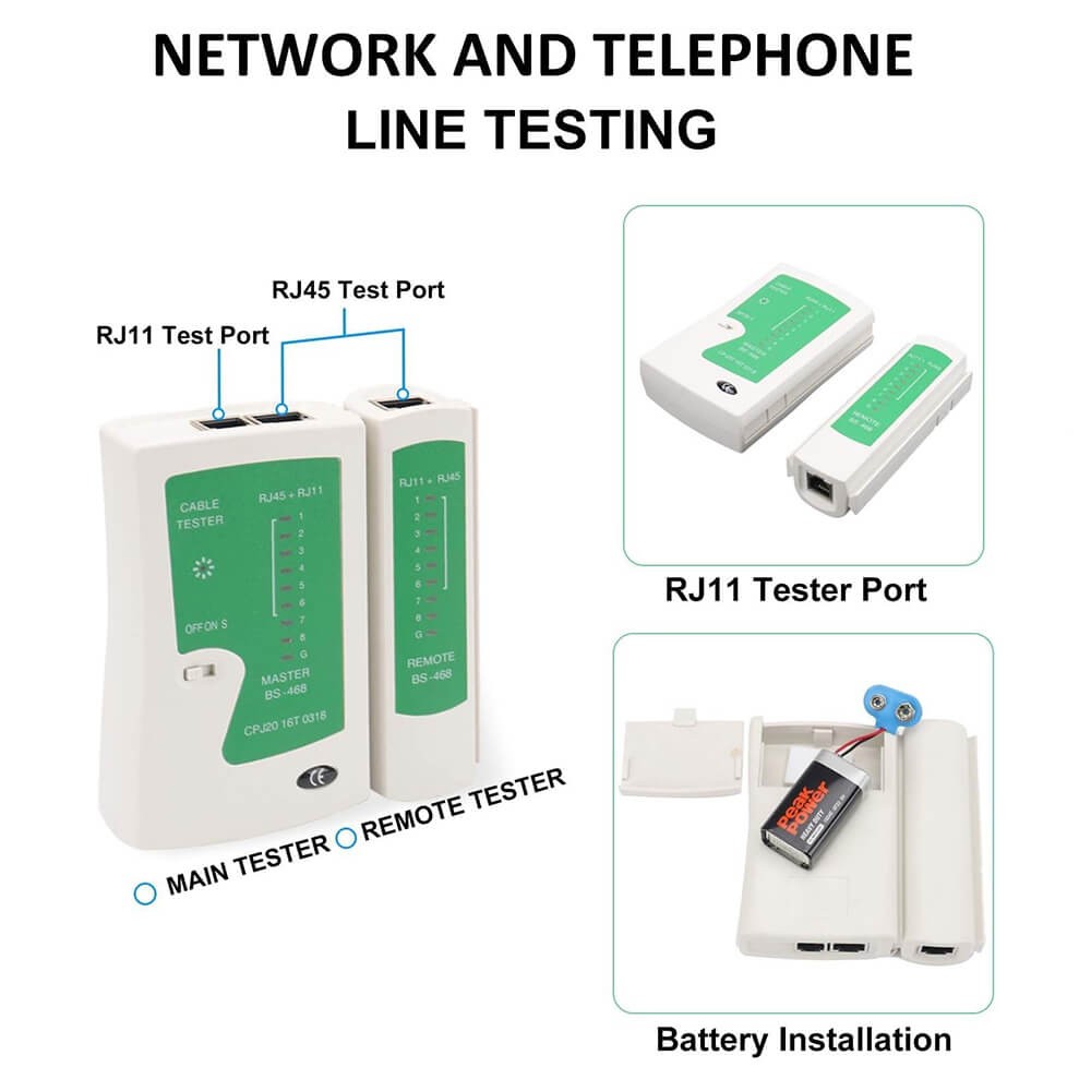 Network Tester Rj45/Rj11 Adsl İnternet Kablo Test Cihazı Cat5/6