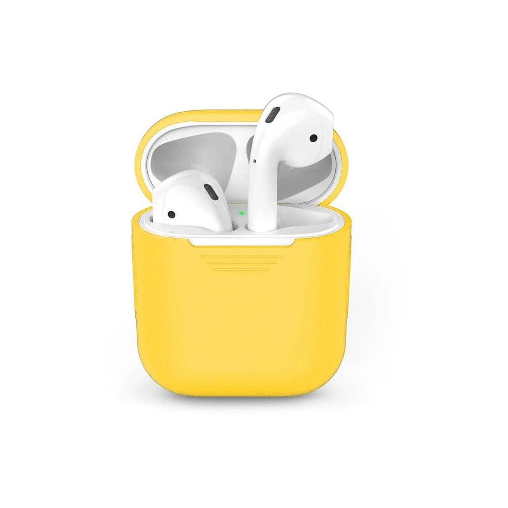 Apple Airpods 1. Ve 2. Nesil Uyumlu Silikon Koruma Kılıfı - Silikon Koruyucu Kılıf - Sarı - AP1