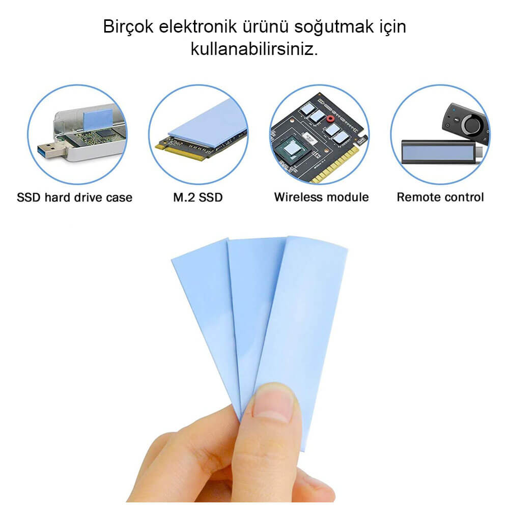 0.5mm - Chipset Soğutucu Termal Pad Ped 22*70mm Mavi 3.6W/m.k - TP25
