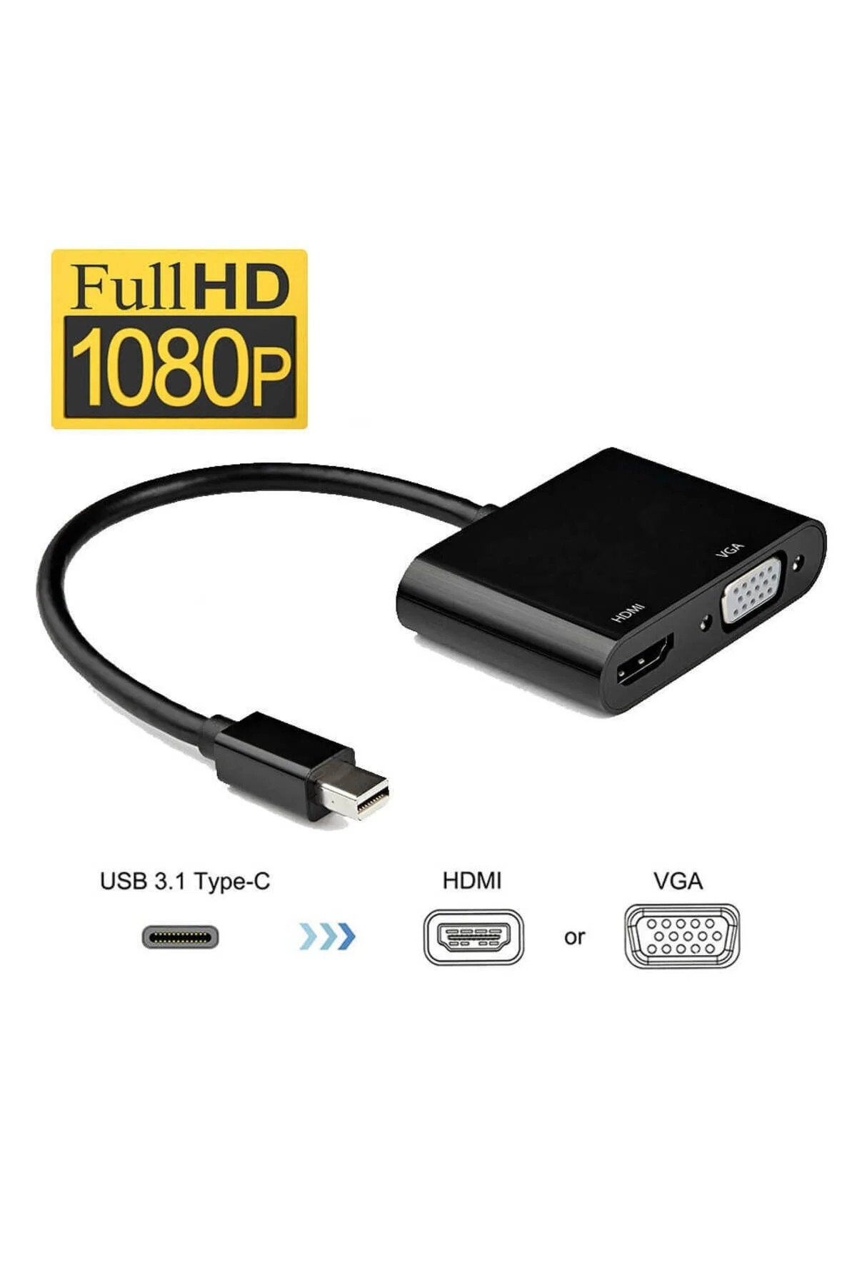 Mini Displayport To Vga 1080p Hdmı 4k 30hz Tjunderbolt 2 Çevirici Kablo Macbook Air/pro Siyah