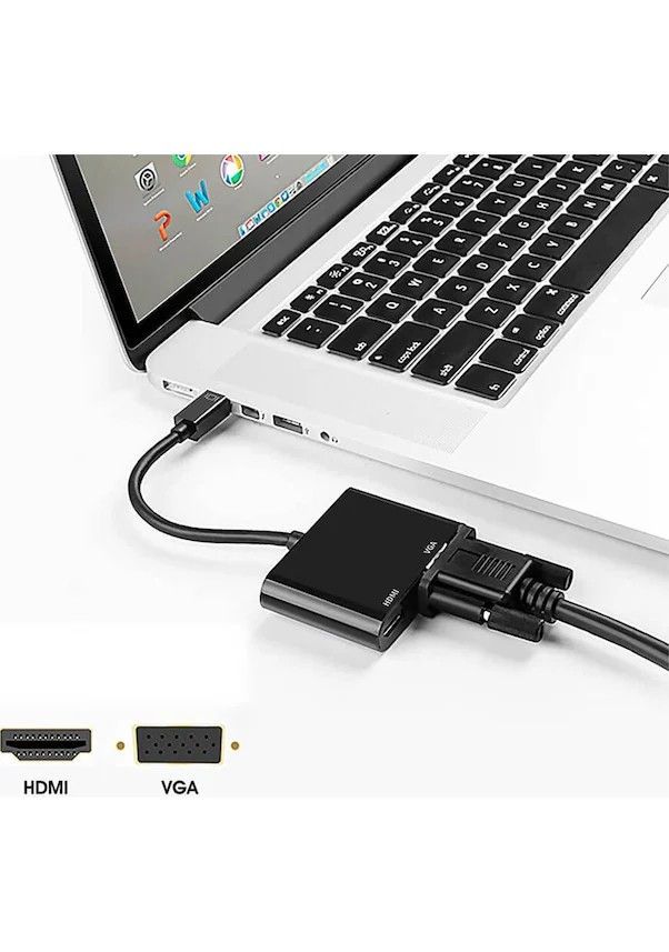 Mini Displayport To Vga 1080p Hdmı 4k 30hz Tjunderbolt 2 Çevirici Kablo Macbook Air/pro Siyah